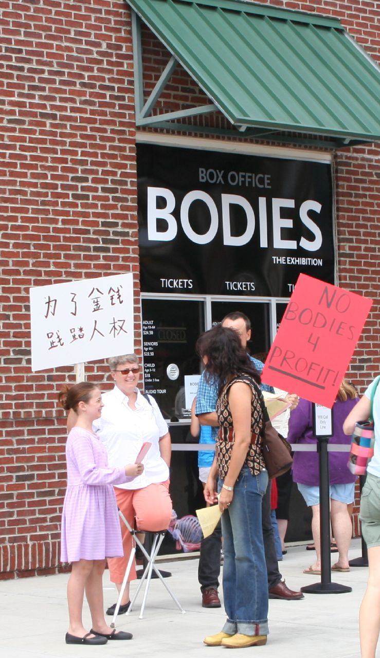 Protestors at Bodies...The Exhibition