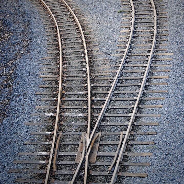 Diverging railroad tracks